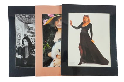 Barbra Streisand Lot of (3) Large Matted Portrait Photos
