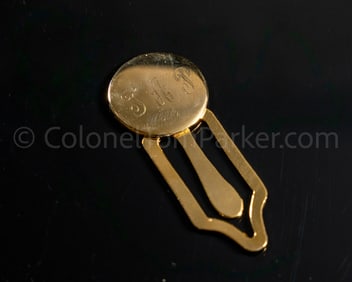 Col. Parker's Gold Tone Bookmark Engraved "TAP"