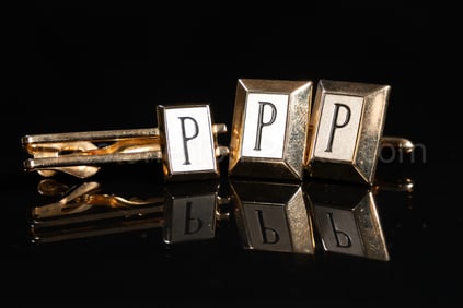 Col. Parker's "P" Engraved Cufflinks and Tie Clip