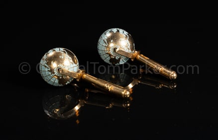 Col. Parker's Gold Tone Enameled Globe Cufflinks