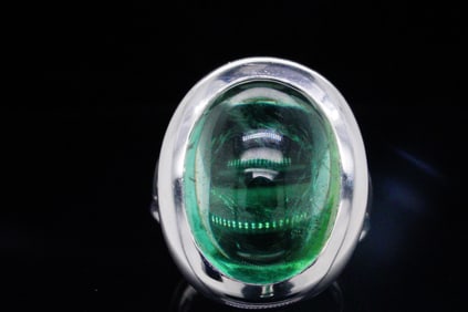 Bucherer 25.70ct Green Tourmaline and 18K Ring