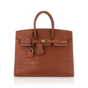 Hermes Gold Matte Alligator Birkin Sellier 25