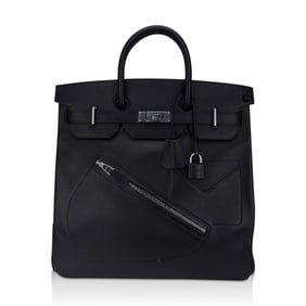 Hermes Black Volupto Leather "Rock" Birkin 40 HAC