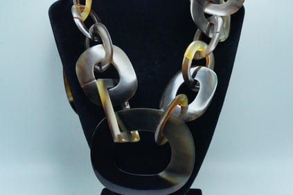 Hermes Vintage Buffalo Horn Large Link Necklace