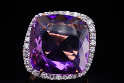 Casato 12.00ct Amethyst, 0.80ctw Diamond 18K Ring