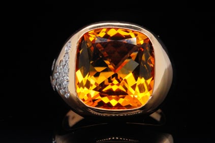 Casato 8.00ct Citrine, 0.30ctw Diamond 18K Ring