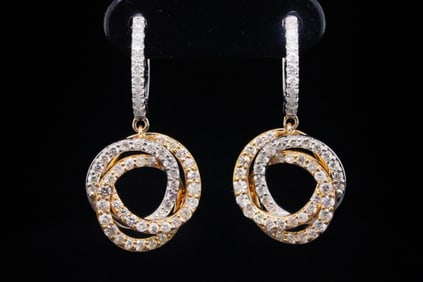 1.00ctw SI1-SI2/G-H Diamond 14K 1" Drop Earrings