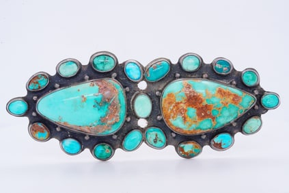 Native American Turquoise and Sterling Brooch