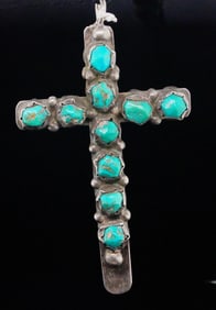 Native American Turquoise, Coral Sterling Pendant