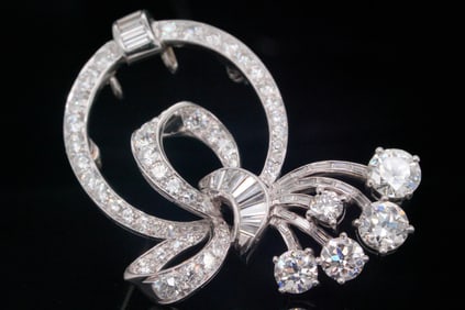 4.00ctw Diamond and Platinum 1.75" Brooch/Pendant