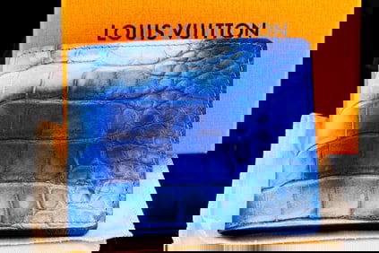 Louis Vuitton Blue Crocodile Mat Multiple Wallet