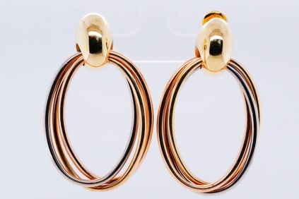 Cartier 1993 18K Tri-Color Gold Trinity Ear Clips