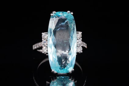 10.64ct GIA Paraiba Tourmaline, Diamond 18K Ring