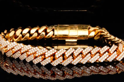 9.00ctw Diamond and 14K 8.5" Cuban Link Bracelet