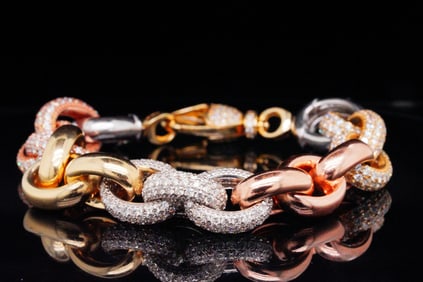 12.80ctw SI1-SI2/G-H Diamond and 14K 7.5" Bracelet