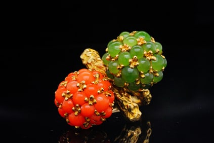 Pomellato Coral and Chrysoprase 18K Vintage Ring