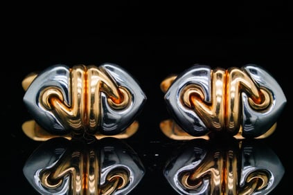 Bvlgari 18K Yellow Gold, Hematite Doppio Cufflinks