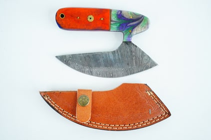 Handmade Damascus Steel Ulu Knife