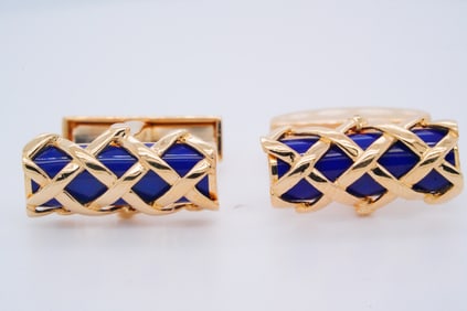 Tiffany & Co. 18K Yellow Gold and Enamel Cufflinks