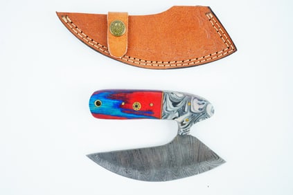 Handmade Damascus Steel Ulu Knife
