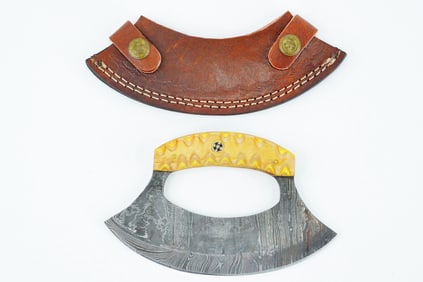 Handmade Damascus Steel Ulu Knife