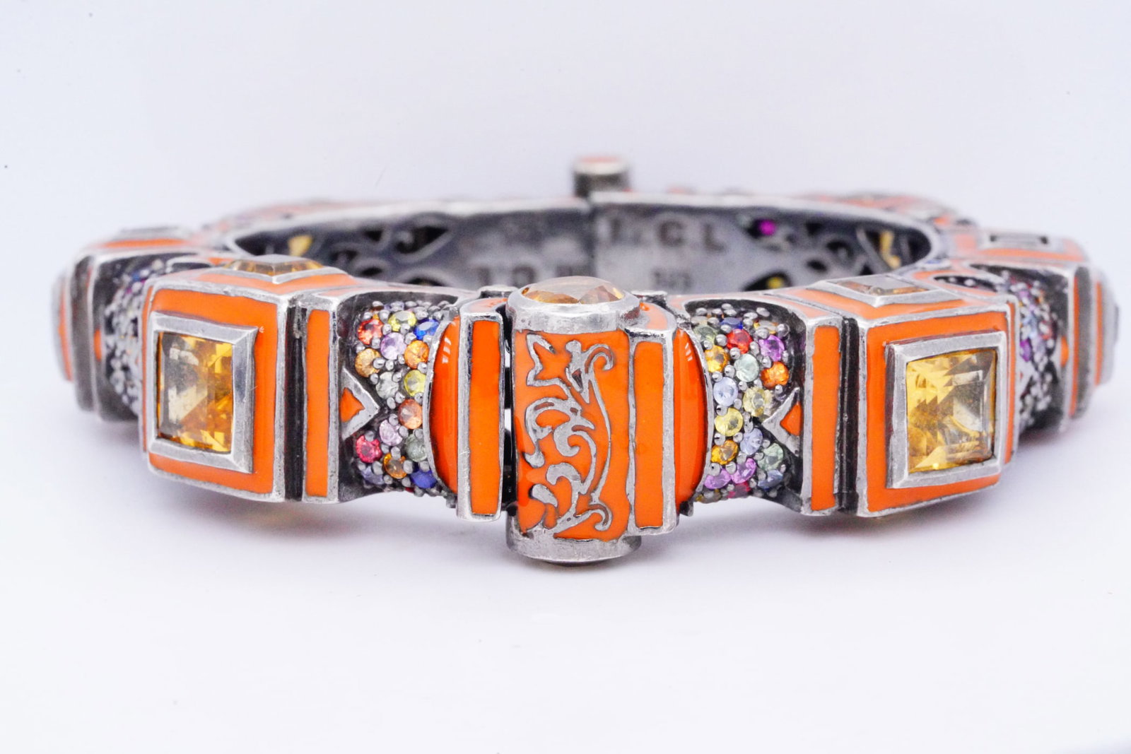 MCL Citrine, Sapphire, Enamel and Sterling Bangle (1 of 9)