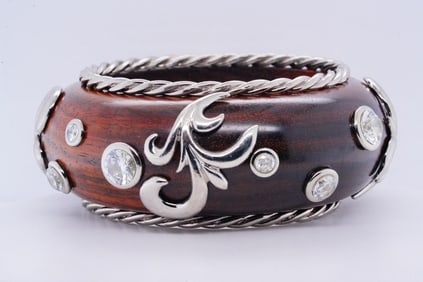 Dominique Aurientis Wood and Crystal Bangle