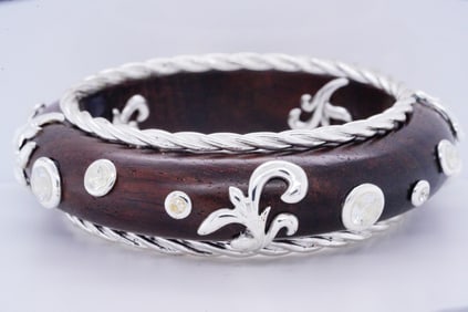 Dominique Aurientis Wood and Crystal Bangle