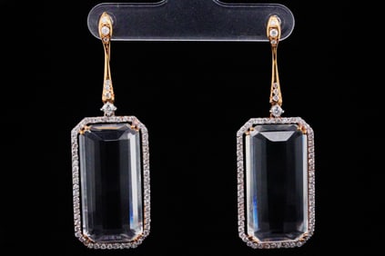 Casato Rock Crystal, 1.00ctw Diamond 18K Earrings