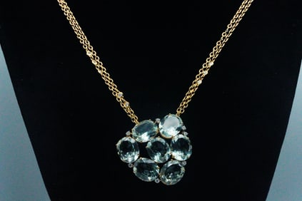 Casato Prasolite, 0.30ctw Diamond and 18K Necklace