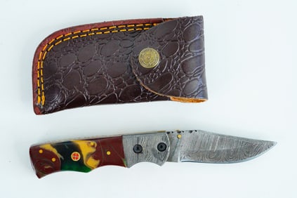 Handmade Damascus Steel Folding Pocket Knife