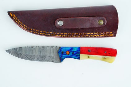 Handmade Damascus Steel 7.75" Hunting Skinner Knife