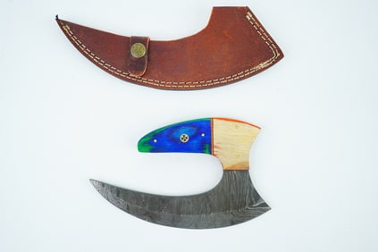 Handmade Damascus Steel Ulu Knife