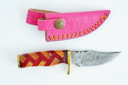 Handmade Damascus Steel 6" Rat Tail Skinner Knife