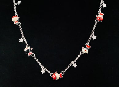 Aaron Basha 18K and Enamel Necklace W/Diamonds