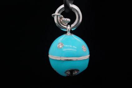 Aaron Basha 18K and Enamel 0.75" Dog Ball Pendant