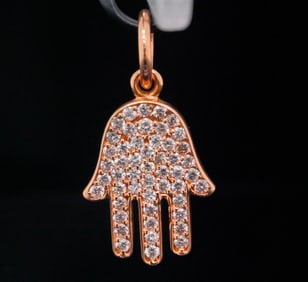 Aaron Basha 0.35ctw Diamond and 18K Hamsa Pendant