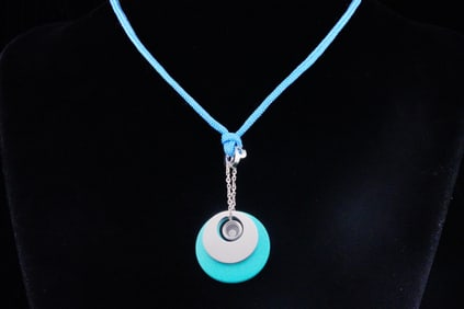 Chopard 18K, Turquoise, Diamond Blue Cord Necklace