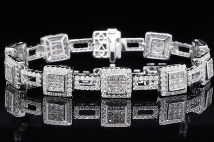 5.80ctw SI1-SI2/G-H Diamond 14K White Gold Bracelet