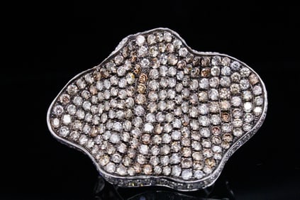 6.50ctw VS2-SI1 Brown and White Pave Diamond 18K Ring