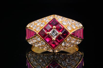 2.30ctw Ruby, 1.40ctw SI1-SI2/G-H Diamond 18K Ring