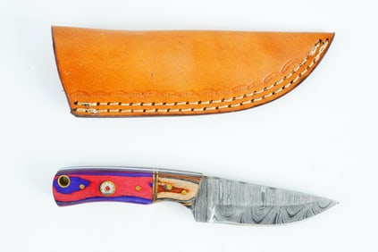 Handmade Damascus Steel 6" Hunting Skinner Knife