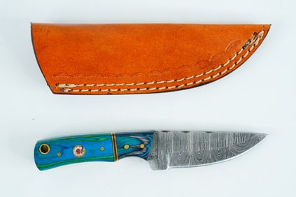 Handmade Damascus Steel 6" Hunting Skinner Knife
