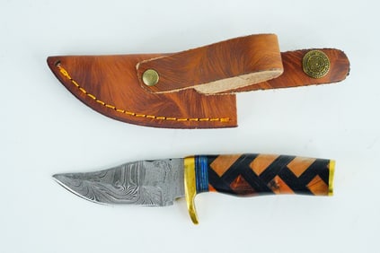 Handmade Damascus Steel 6" Rat Tail Skinner Knife