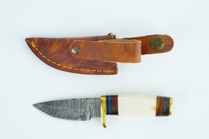 Handmade Damascus Steel 6" Rat Tail Skinner Knife