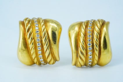 SeidenGang 0.50ctw SI1-SI2/G-H Diamond and 18K Ear Clips