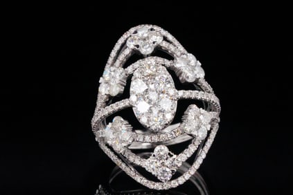 3.85ctw VS2-SI1/G-H Diamond and 18K White Gold Ring