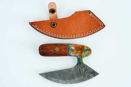 Handmade Damascus Steel Ulu Knife