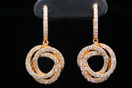 1.00ctw SI1-SI2/G-H Diamond and 18K Drop Earrings