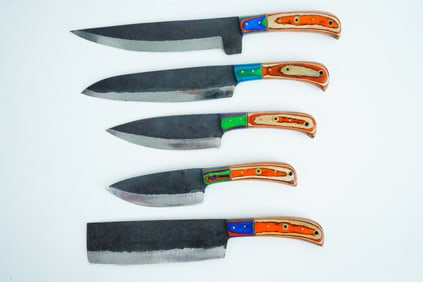 Set of (5) Handmade Carbon Steel Hunting Knives